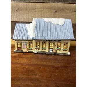Americana Collectible Porcelain Railroad Station and Post Office